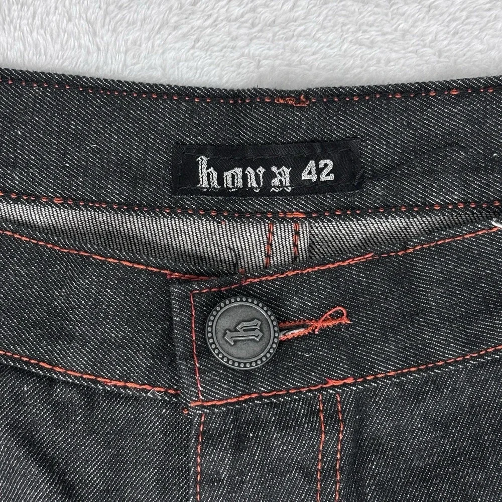 Hova Jeans Men's Black Bermuda Jean Shorts Size 42 Vintage Y2K Grunge‎